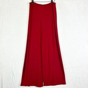 Sympli Wide Leg Pull On Pants Size 10 Red Slinky Travel Stretch Lagenlook Casual